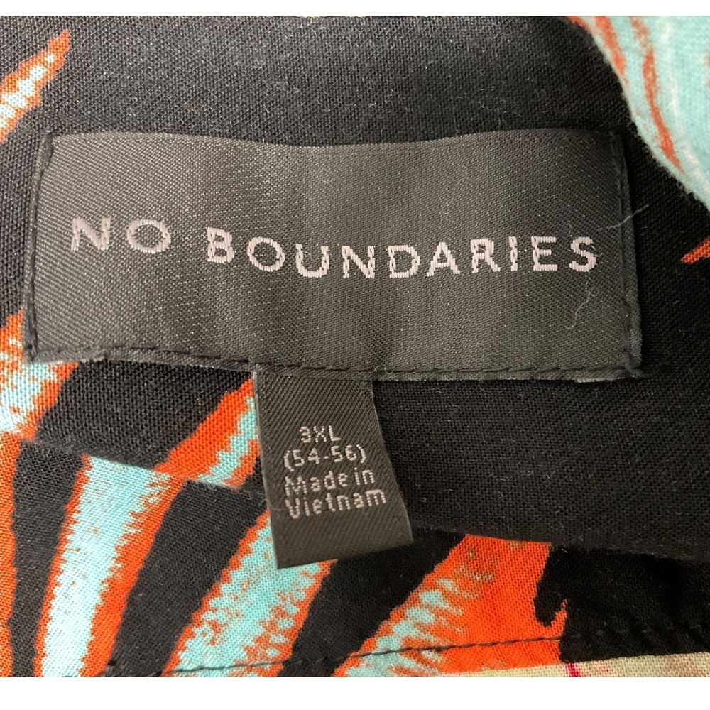 No Boundaries Mens 3XL Tropical Floral Short Sleeve Button Up Shirt Black - Picture 3 of 7